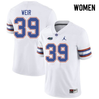 Women's Florida Gators #39 Michael Weir NCAA Jordan Brand White Authentic Stitched College Football Jersey GHI1262GB